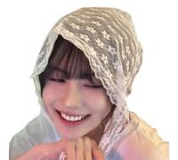 Écharpe de cheveux réglable en dentelle pour femme - Tissu doux - Accessoire blanc élégant - 80 cm - Accessoire de coiffure de mariée multifonction