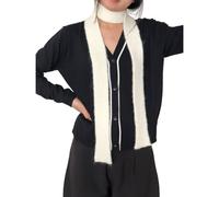 Écharpe de cou pour femme et homme - Cache-cou en tricot gothique étroit - Long hiver - Automne - Mode - Chaud - Hiver, blanc, taille unique
