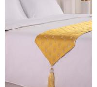 Écharpe de couloir de lit d'hôtel, infroissable, douce, protection de literie en jacquard ginkgo, décoration confortable pour lit jumeau, grand lit, king size, jaune, 32 x 240 cm, pour lit de 1,8 m