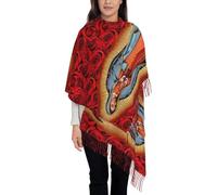 Écharpe De Couverture Chaude Pour L'Hiver - Écharpe À Pompons Pour Femme Chrétienne Catholique Longue Et Douce Et Chaude Enveloppement Notre-Dame De Guadalupe Vierge Marie Écharpes Pashmina Ré