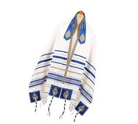 Écharpe de culte religieuse surdimensionnée ethnique pour usage dévotionnel et événement culturel, accessoire de cérémonie juif, châle de culte, bleu marine, Taille unique