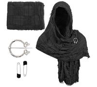 Écharpe de festival Renaissance avec épingle - Accessoire de costume médiéval - Mélange de coton - Châle de magicien vieilli - Accessoire d'histoire, Noir/gris, taille unique