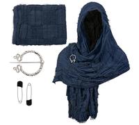 Écharpe de festival Renaissance avec épingle - Accessoire de costume médiéval - Mélange de coton - Châle de magicien vieilli - Accessoire d'histoire, a, taille unique