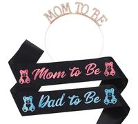 Écharpe de fête prénatale « Mom to Be & Dad To Be » - Noir et couronne - Cadeaux de fête prénatale pour nouvelle maman papa - Fournitures de révélation de sexe - Décorations de cadeaux - Accessoires