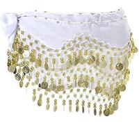 Écharpe de Hanche de Danse du Ventre, écharpes de Hanche de Jupe de Danse du Ventre avec des pièces d'or Pendantes pour Le Costume de Performance Classe de Yoga de Danse du Ventre