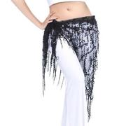 Écharpe de hanche de danse du ventre en mousseline de soie et en métal | Danse du ventre noire et multicolore : accessoire de costume