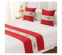 Écharpe de lit, Tapis de Chemin lit for King Size, écharpe d'hôtel brodée Moderne for Coureurs et écharpes Couleur Unie Confort Lisse(Red,48 * 210cm for 150cm Bed)