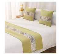 Écharpe de lit, Tapis de Chemin lit for King Size, écharpe d'hôtel brodée Moderne for Coureurs et écharpes Couleur Unie Confort Lisse(Green,48 * 210cm for 150cm Bed)