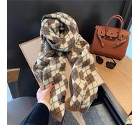Écharpe de Noël jacquard réversible à motif cerf rouge pour Noël, rassemblements de vacances, promenades d'hiver (kaki)