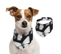 Écharpe de Noël pour animal domestique Motif papillon coloré dessiné à la main Accessoire pour l'hiver Cadeau saisonnier et tenue de vacances