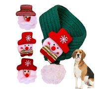 Écharpe de Noël pour chat, chiot - Écharpe de Noël pour animaux de compagnie - Écharpe de vacances tricotée pour animaux de compagnie - Écharpe chaude pour animaux de compagnie avec 4 décorations de