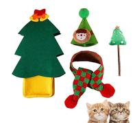 Écharpe de Noël pour chat, robe de Noël pour chat | Costume mignon avec chapeau et écharpe pour chat festif - Ensemble de costumes de Noël pour chat, décoration de costumes de Noël pour chat pour vaca
