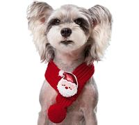 Écharpe de Noël pour chien - Cache-cou compact en tricot pour fêtes festives, promenade en plein air avec coupe douce, bandana pour animaux de compagnie pour célébrations d'hiver, style tricoté rouge