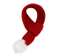 Écharpe de Noël tricotée avec pompon blanc - Bandana chaud - Accessoires d'hiver pour animaux de compagnie - Pour chats et chiens de petite et moyenne taille - Jolie tenue d'hiver (M, rouge)