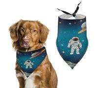 Écharpe de qualité supérieure pour animal de compagnie, motif astronaute, bandana triangulaire doux et respirant pour chiens et chats, parfait pour un usage quotidien ou des occasions spéciales