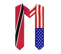 Écharpe de remise de diplôme à col en V avec les drapeaux des États-Unis et de Trinité-et-Tobago, écharpe/étole de remise de diplôme double face pour étudiants internationaux