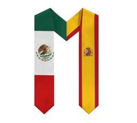 Écharpe de remise de diplôme aux couleurs du Mexique et de l'Espagne, avec drapeau espagnol. Idéale pour les étudiants en échange universitaire (promotion 2026). Châle épais décoratif. Cadeau parfait