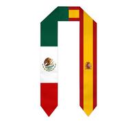 Écharpe de remise de diplôme aux couleurs du Mexique et de l'Espagne (drapeau espagnol), châle de remise de diplôme, écharpe de remise de diplôme 2026, châle international pour diplômés avec drapeau