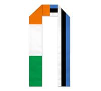 Écharpe de remise de diplôme irlandaise, estonienne, 183 cm (72 pouces) - Coupe carrée, impression recto verso, en polyester doux, idéale pour les étudiants internationaux.