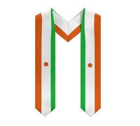 Écharpe de remise de diplôme Niger, drapeau nigérien, forme en V, 183 cm (72 pouces), double face, pour étudiants internationaux à l'étranger.