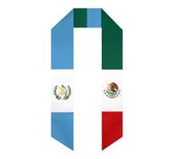 Écharpe de remise de diplômes aux couleurs du drapeau mexicain et du Michoacán, Guatemala et Mexique. Châle léger double face.