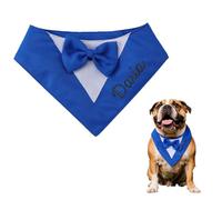 Écharpe de smoking réglable pour chien avec nom de costume de mariage formel brodé et nœud papillon réglable pour mariage, anniversaire, fête de jardin - Bavoir pour chiens de petite, moyenne et