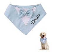 Écharpe de smoking réglable pour chien avec nom de costume de mariage formel brodé et nœud papillon réglable pour mariage, anniversaire, fête de jardin - Bavoir pour chiens de petite, moyenne et
