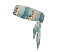 Écharpe de sport double face WHJDPP Gâteau Bataille Impression Chat Doux et Respirant Convient pour Yoga Course et Fitness