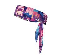 Écharpe de sport double face WHJDPP Las Vegas Night City Impression douce et respirante Convient pour le yoga, la course à pied et le fitness