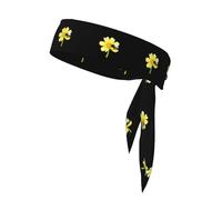 Écharpe de sport double face WHJSSF petite abeille sur image de fleur jaune doux et respirant adapté pour le yoga, la course à pied et le fitness