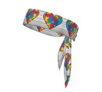 Écharpe de sport double face WHJSSF Sensibilisation à l'autisme Pièces Puzzle Images Cœur Doux et Respirant Convient pour Yoga Course et Fitness