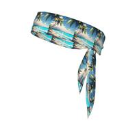 Écharpe de sport multifonction avec motif palmier sur mer bleue et océan - Double face - Extensible - Décontracté - Léger