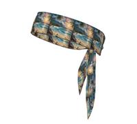 Écharpe de sport multifonction avec motif palmier sur mer bleue et océan - Double face - Extensible - Décontracté - Léger