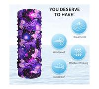 Écharpe de sport unisexe multifonction à séchage rapide avec imprimé papillon violet pour randonnée, yoga