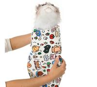 Écharpe de toilettage pour chat de 70 cm, auto-adhésive, lange multifonctionnel, coupe des ongles, médicaments, nettoyage des oreilles, motif dessin animé, pour chats jusqu'à 6,8 kg