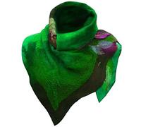 Écharpe de voyage pour femme avec pompon imprimé - Écharpe folk personnalisée - Écharpe de designer pour femme, Vert, taille unique