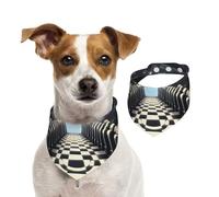 Écharpe d'échecs pour animal domestique - Bandanas printemps été en coton doux - Accessoires réglables pour petites, moyennes et grandes, filles, garçons, chiots, taille M
