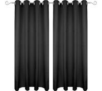 Echarpe déco Ellen Oeillets Opaque Lot de 2 - 140x175 cm Noir