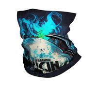 Écharpe Demi-Visage Flame Skull Music Rock Heavy Metal Cool Anti-Solaire Protection du Visage Élastique Cache-Col pour Femme Cyclisme Extérieur