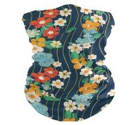 Écharpe Demi-Visage Lignes ondulées de Fleurs colorées Séchage Rapide Protection du Visage Anti-UV Cache-Cou pour Moto Cyclisme 26X30cm
