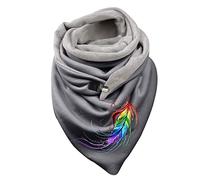 Echarpe Desigual Femme, ÉCharpe Hiver Femme Chaude Coton Imprimé Plumes BoutonnéE Confortable ÉLéGante Tendance Mode Douceur Polyvalente Accessoire