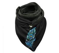 Echarpe Desigual Femme, ÉCharpe Hiver Femme Chaude Coton Imprimé Plumes BoutonnéE Confortable ÉLéGante Tendance Mode Douceur Polyvalente Accessoire