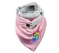 Echarpe Desigual Femme, ÉCharpe Hiver Femme Chaude Coton Imprimé Plumes BoutonnéE Confortable ÉLéGante Tendance Mode Douceur Polyvalente Accessoire