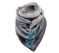 Echarpe Desigual Femme, ÉCharpe Hiver Femme Chaude Coton Imprimé Plumes BoutonnéE Confortable ÉLéGante Tendance Mode Douceur Polyvalente Accessoire