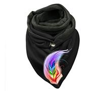 Echarpe Desigual Femme, ÉCharpe Hiver Femme Chaude Coton Imprimé Plumes BoutonnéE Confortable ÉLéGante Tendance Mode Douceur Polyvalente Accessoire