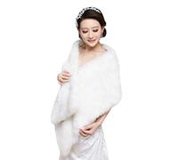 Écharpe d'hiver blanche en fausse fourrure châle de mariage enveloppements de fourrure châle étole de fourrure de mariée cape d'épaule en fourrure for les mariées demoiselles d'honneur mariage banquet
