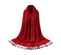 Écharpe d'hiver, châle et Bonnet Assorti en Douce matière synthétique, ornés d'un élé Motif Jacquard, idéal par Temps Froid. Confectionnés dans Un Tissu Imitation Laine. (Watermelon Red, One Size)