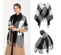 Écharpe d'Hiver Écharpe Femme Carreaux Foulard Châle Douce Longue Écharpe Chaude Noir