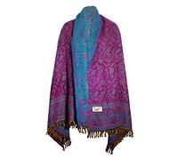 Écharpe d'hiver en laine de yak pure, motif floral violet