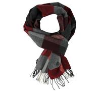 Écharpe d'hiver en laine Red Fox Écharpe d'hiver Écharpe pour homme Doux et chaud Vérifiez la laine à la mode Made in Germany (rouge gris noir, 180 x 29 cm)
